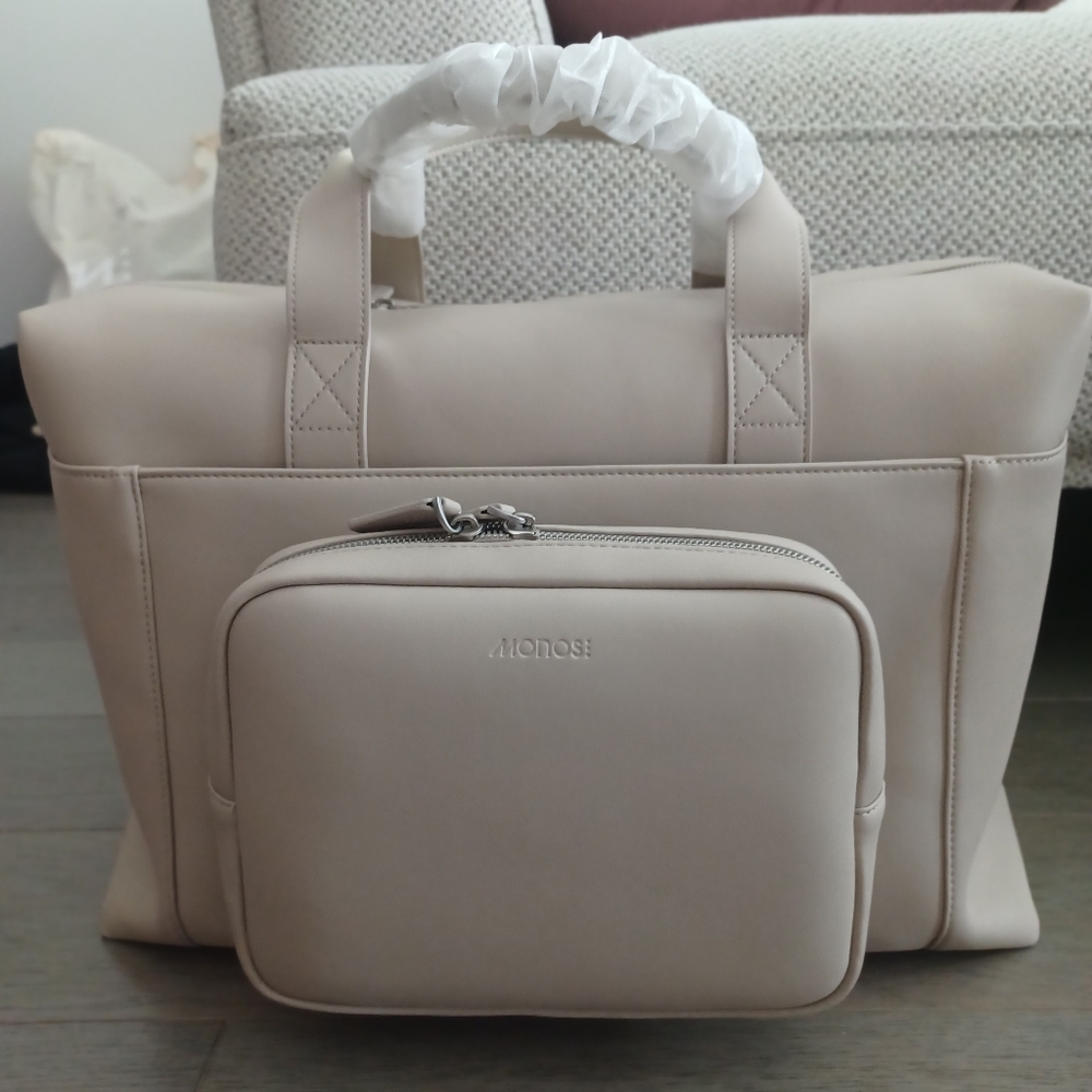 💐SOLD💐Monos Metro Duffel in Ivory Vegan Leather
